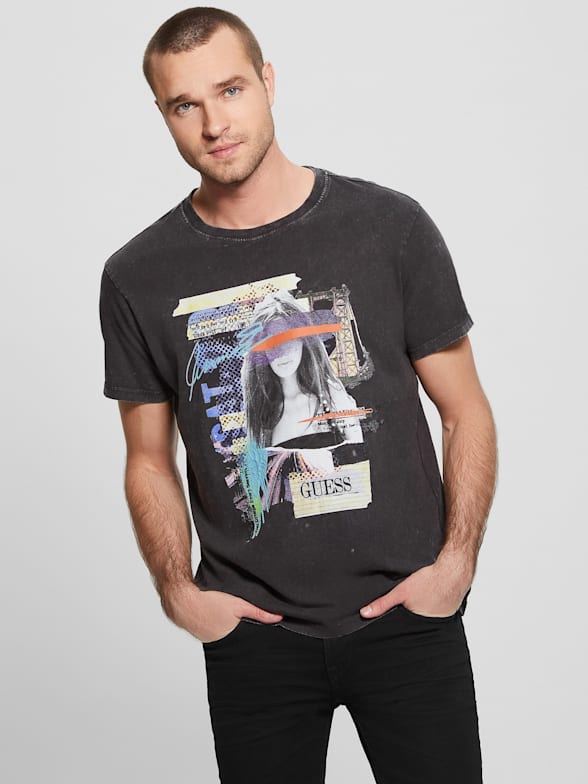 Men s Graphic Tanks T Shirts GUESS