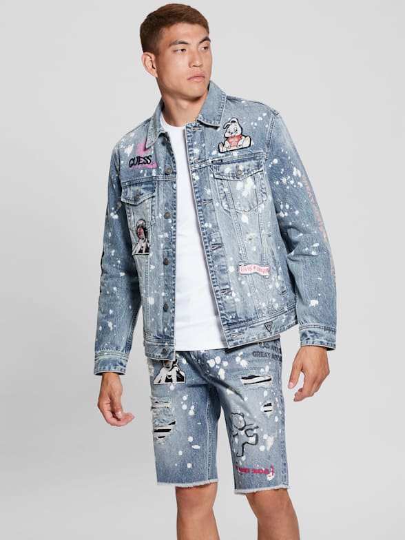 Guess denim jacket men on sale