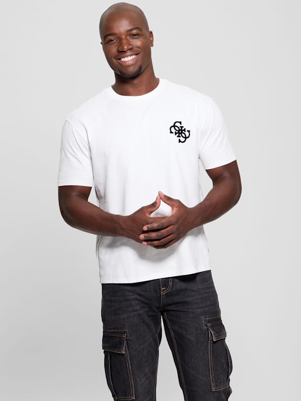 Guess white t shirt mens outlet
