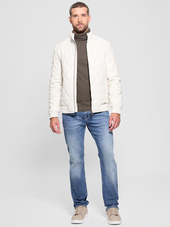 Guess white leather jacket mens online