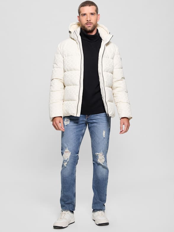 White guess puffer jacket discount