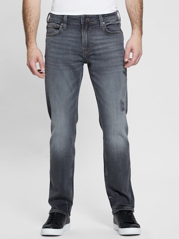 GUESS Slim Tapered Jeans In Dusty Indigo Destroy Wash, $128, GUESS