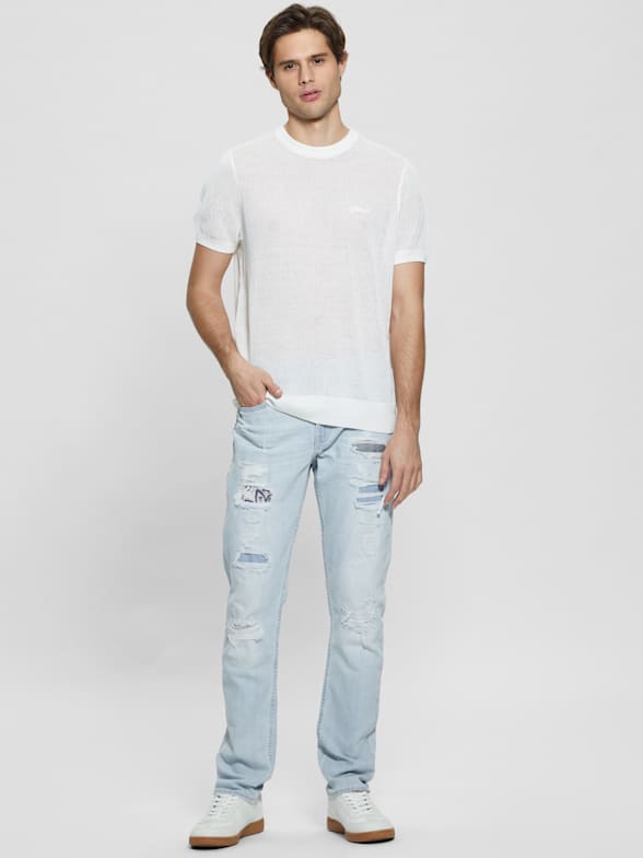 White shirt light blue jeans clearance