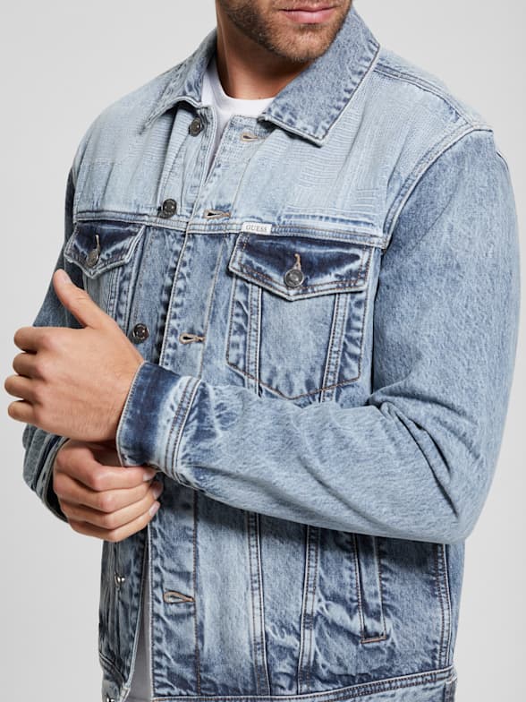 Guess denim jacket with pearls clearance