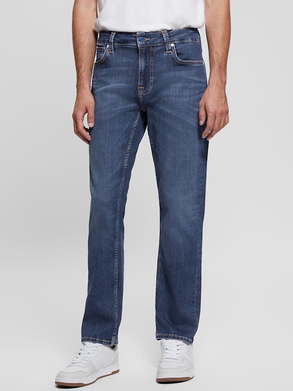 Coated Denim Slim Tapered Zip Jeans