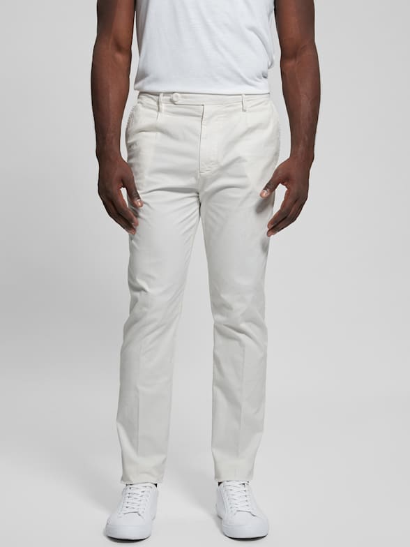 Guess Jeans Men's Luis Cargo Jogger Pants Tapered Pure White