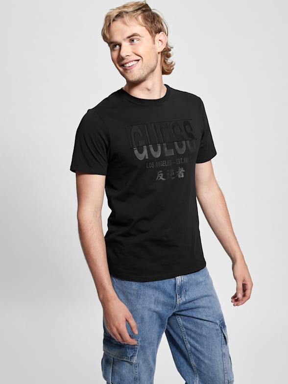 CALVIN KLEIN JEANS - Men's T-shirt with monogram patch - black