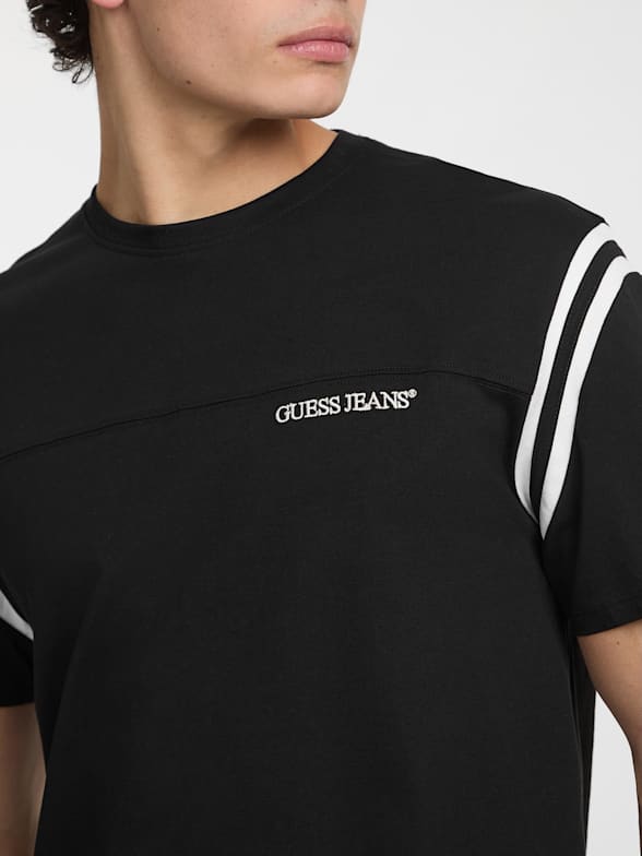 GUESS Men's Short Sleeve Eco Pacific Waves Tee, Pure White