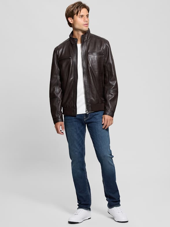 Guess leather vest sales
