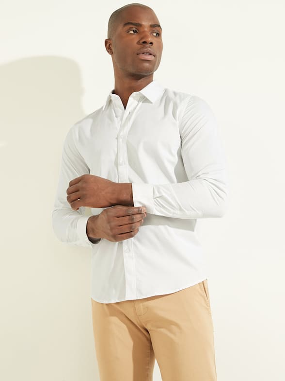 H&M Divided Long Sleeve Shirt khaki business style Fashion Formal Shirts Long Sleeve Shirts 