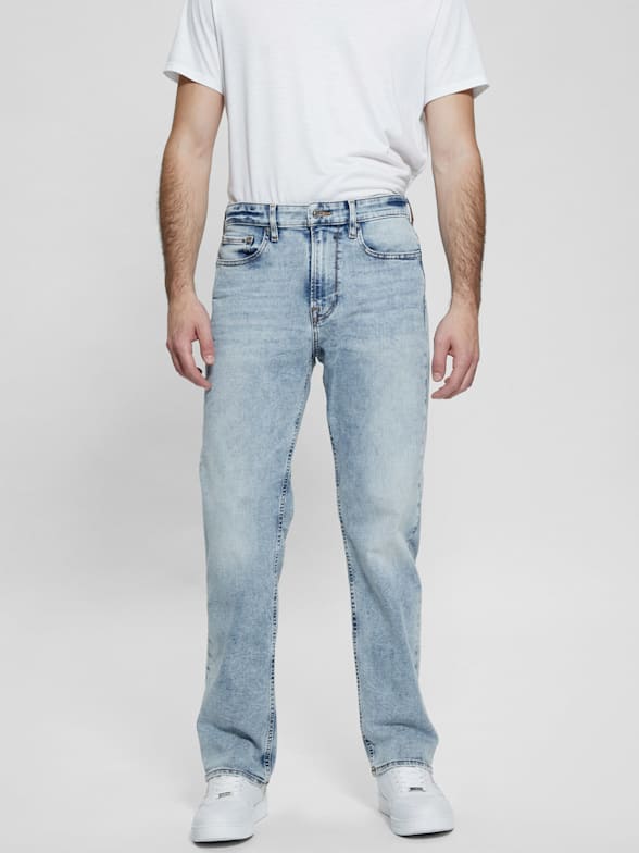 Coated Denim Slim Tapered Zip Jeans