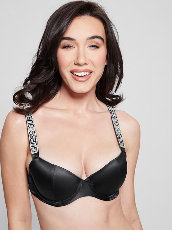 Guess logo active bralette in black and yellow - part of a set