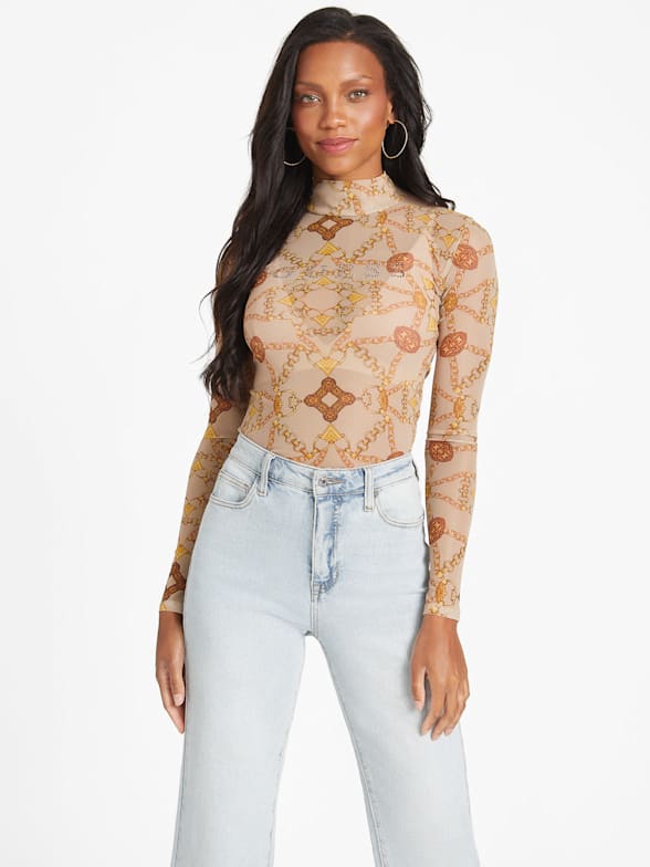 Women's Long-Sleeve Lace Bodysuit, Women's Clearance