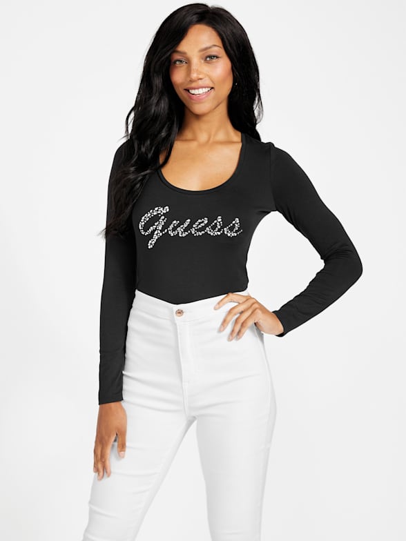Guess white long sleeve cheap top