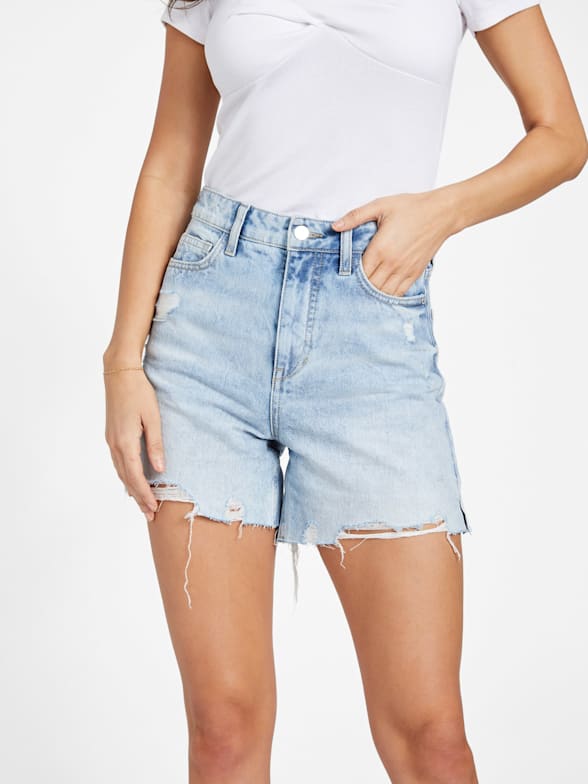 Mandarine Button Fly Cuffed Denim Shorts