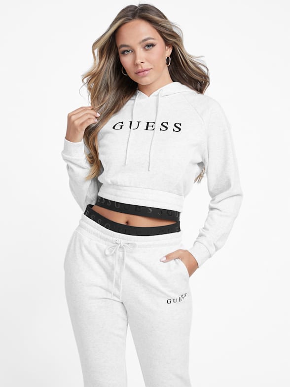 Guess Sheer Mesh Crop wavey Hoodie
