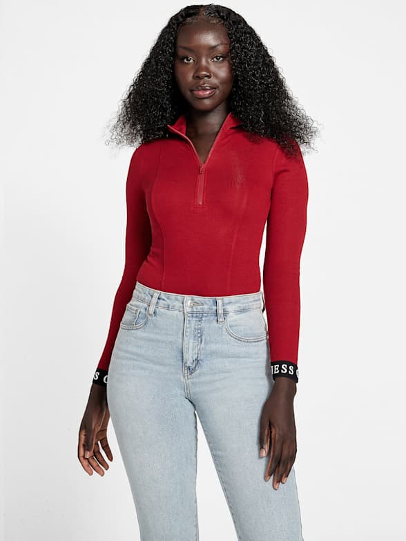 Guess red bodysuit sales