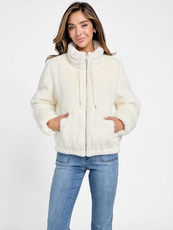 Guess white jacket women's deals