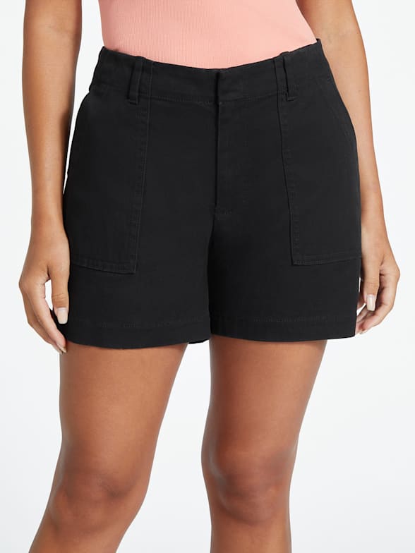 GUESS Women's Lensie Short - 2.5" Inseam Denim Shorts With Crochet Details & Elastic Waistband