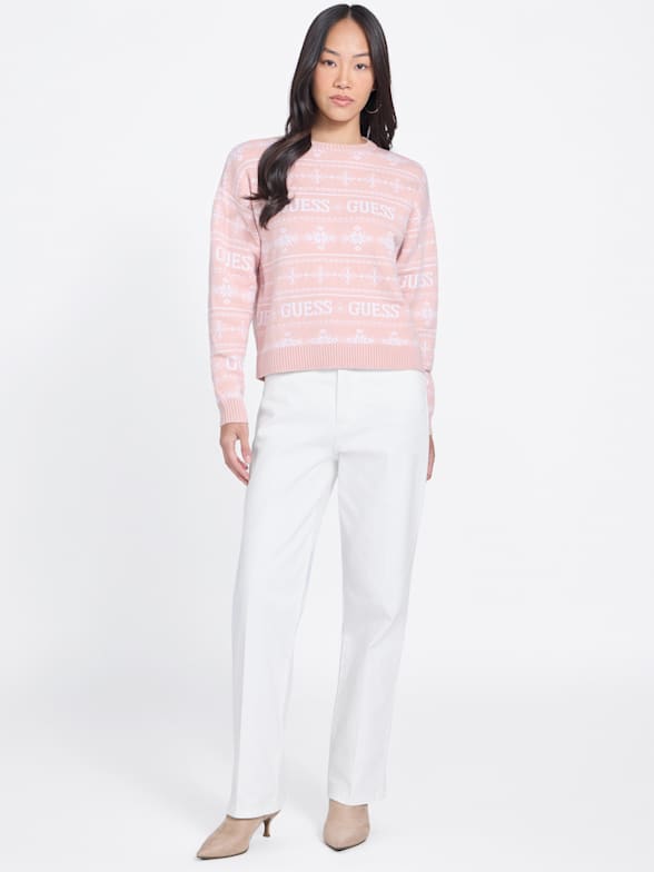 GUESS Women's Colette Long Sleeve Cable Knit Sweater – Grey Melange, Relaxed Fit - View #4