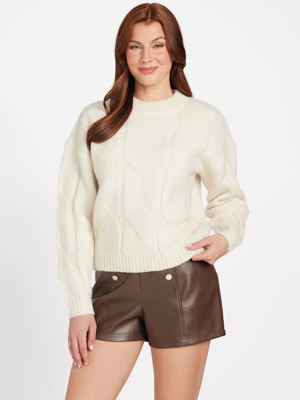 Haut Maille Tricotée Guess - Blanc, Rouge, Noir - Taille M - Occasion Très Bon État