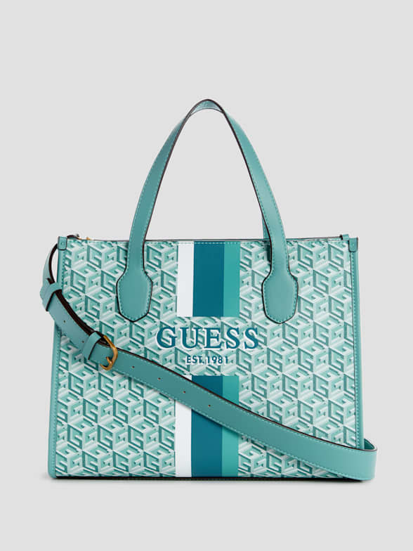 GUESS PALE BLUE GREY 2 IN 1 WITH POUCH LARGE TOTE BAG