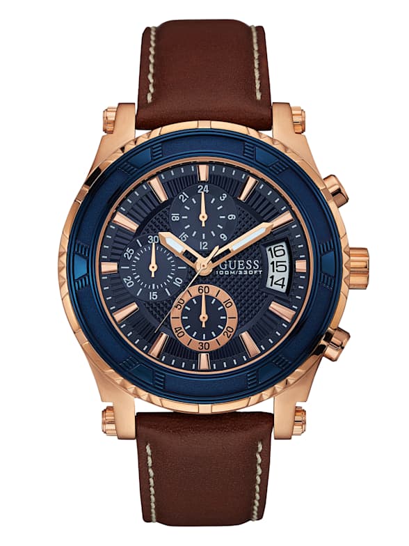 Men s Leather Watches Black Brown Crocodile Straps