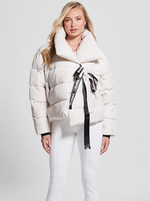 Guess women's white puffer coat