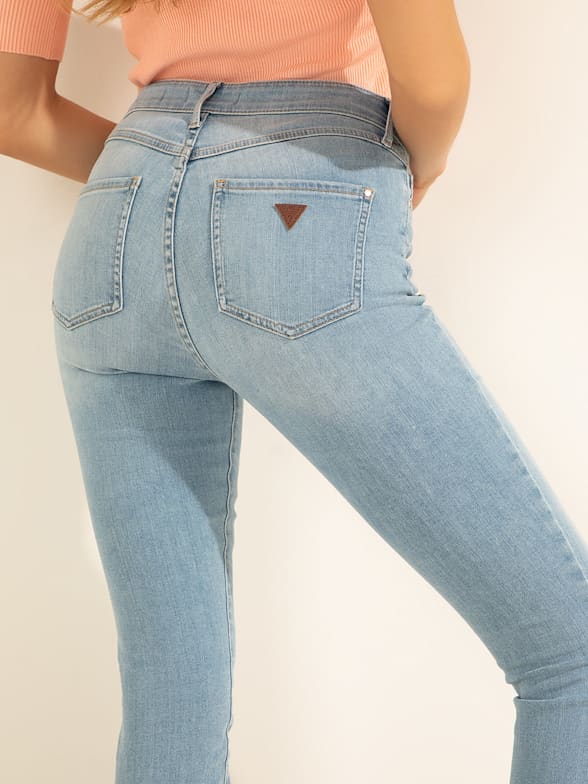 GUESS Womens Super High Rise Jean with Destroy Jeans