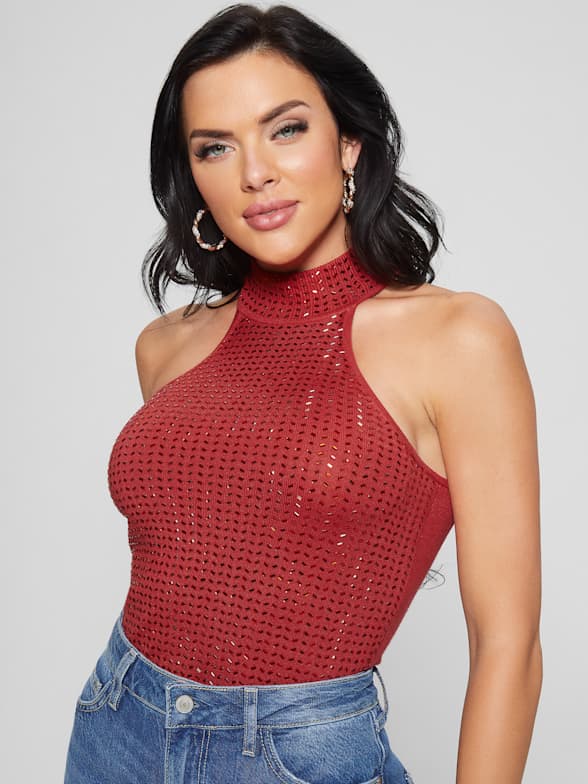 Guess turtleneck crop top deals