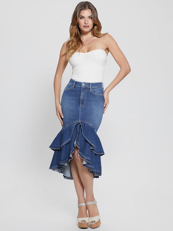 Guess jean skirts cheap