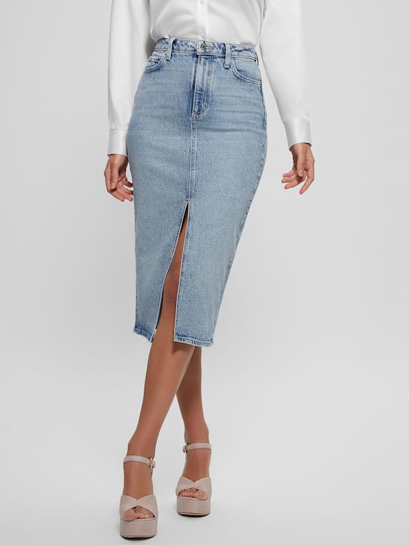 Guess destroyed denim pencil skirt top