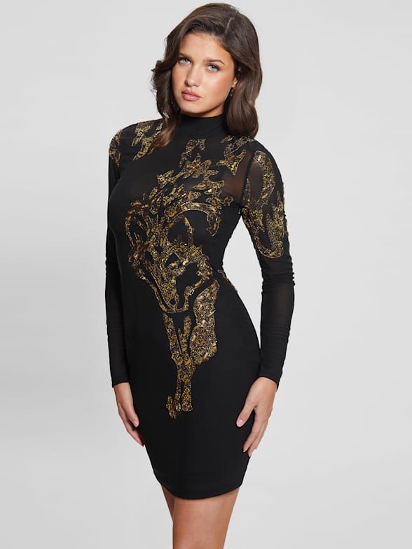 Guess black and gold sale dress