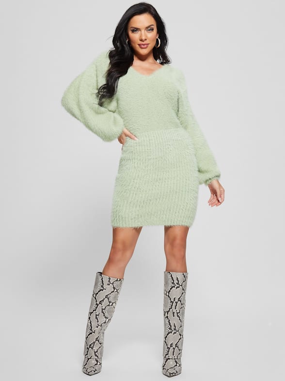 Lime green jumper dress hotsell