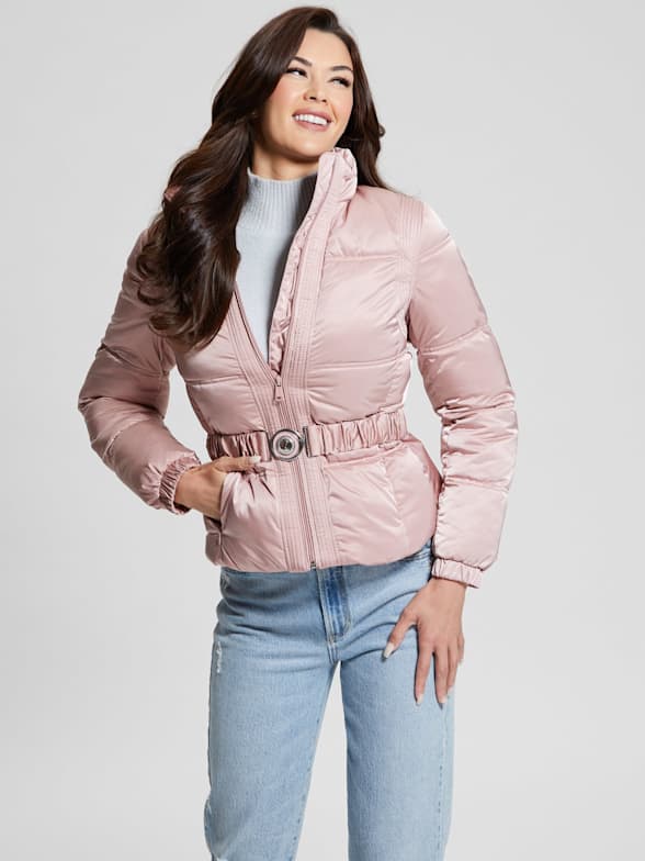 Guess pink shop puffer jacket