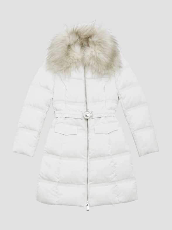 2022 Fashion Down Jacket Women Winter Long Coat Fur Collar Hooded White  Duck Down Coats Belt Slim Thicken Down Parkas Lady Tops