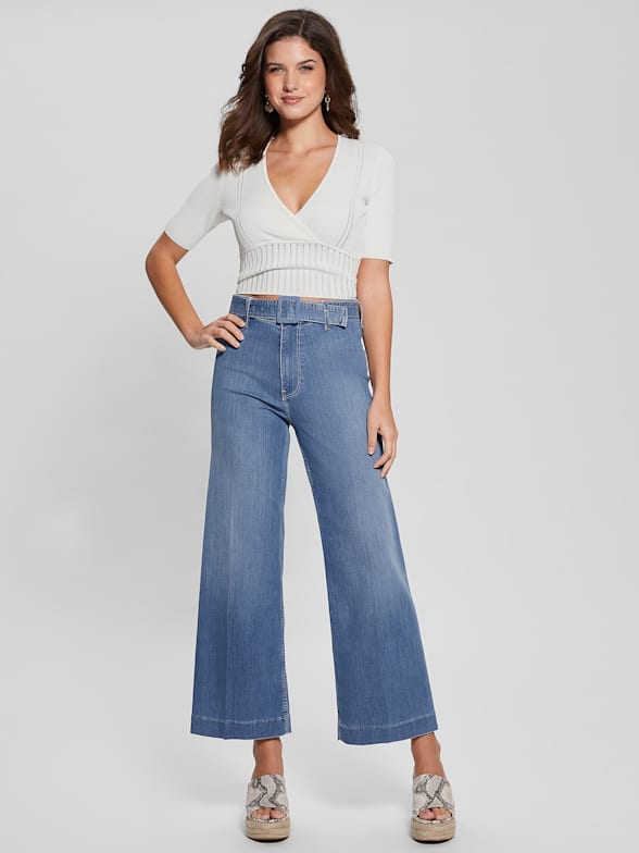 Eco Distressed High-Rise Mom Jeans