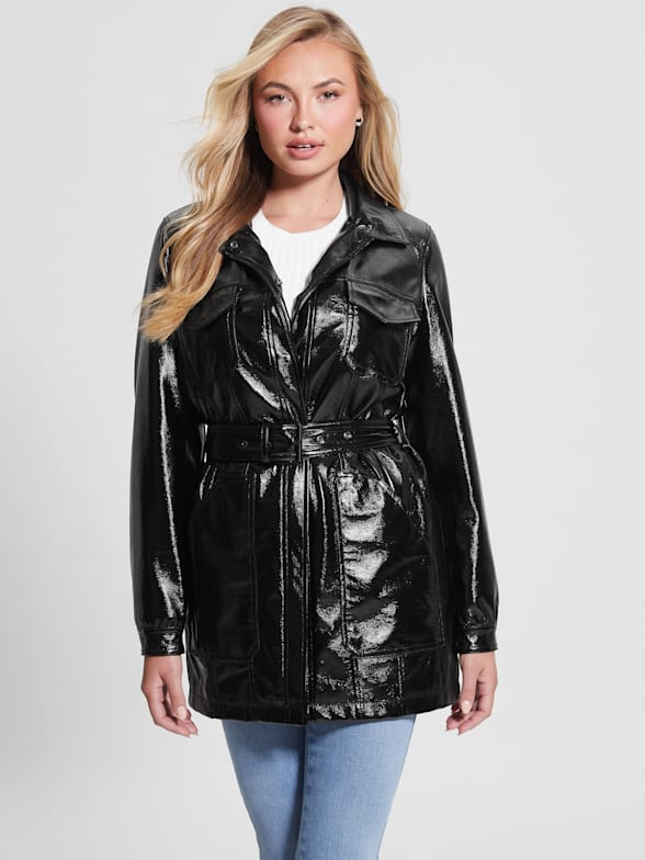 Guess black and white best sale leather jacket