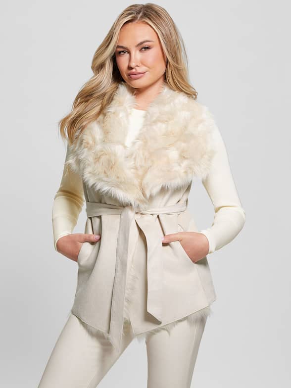Coat with Faux Fur Collar