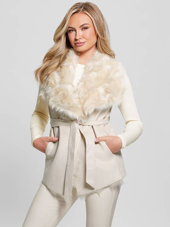 Shop 7 For All Mankind Faux Fur Short Wrap Coat