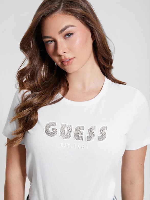 GUESS Crew-Neck Logo Tee  Guess clothing, Fashion, Womens fashion