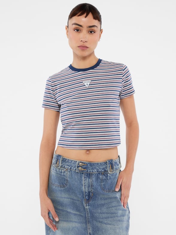 Guess jeans striped tee sale