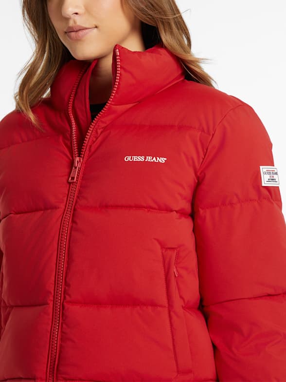 Women s Red Puffer Jackets Coats GUESS