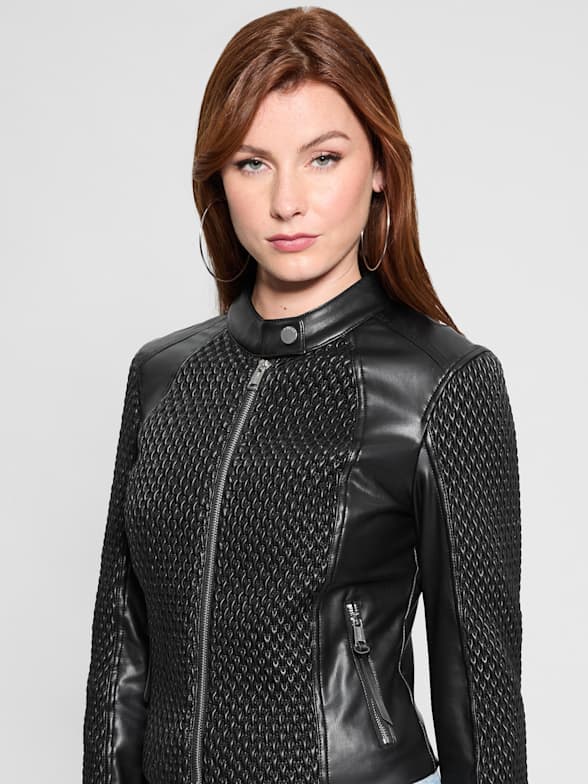 Guess moto leather jacket shop