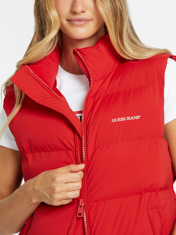 Women s Red Puffer Jackets Coats GUESS