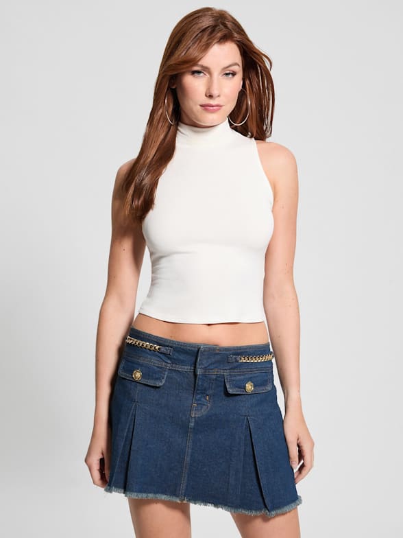 Guess turtleneck crop top deals
