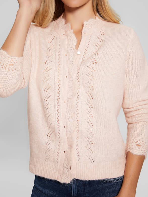 GUESS 売れ筋商品|||ゲス ニット&セーター アウター レディース Sweaters Pink UNI L/Slv Pullover Sweater | GUESS(ゲス) JAPAN 公式