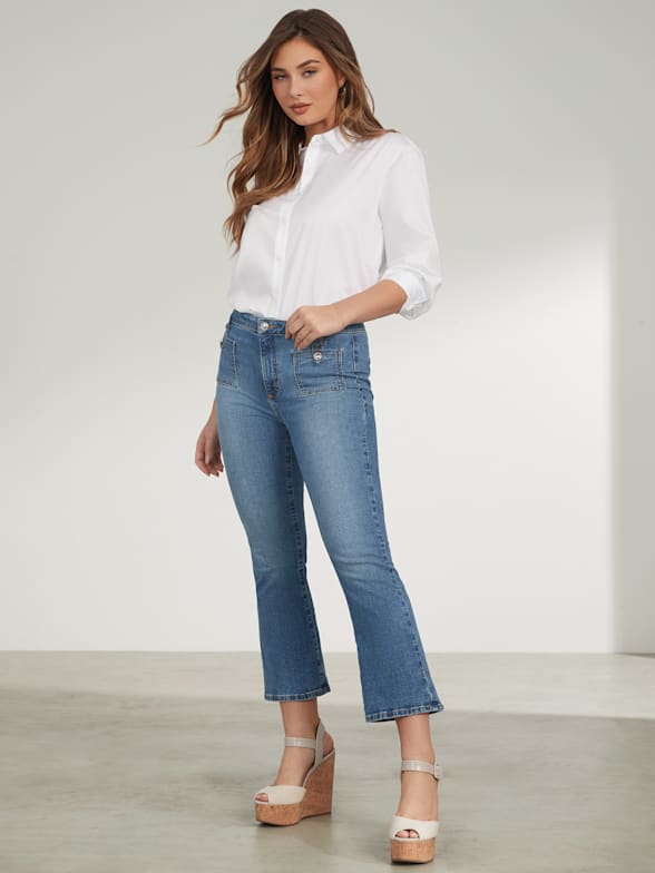 Blue B Rhinestone High Rise Cropped Flare Jean - Women's Jeans in