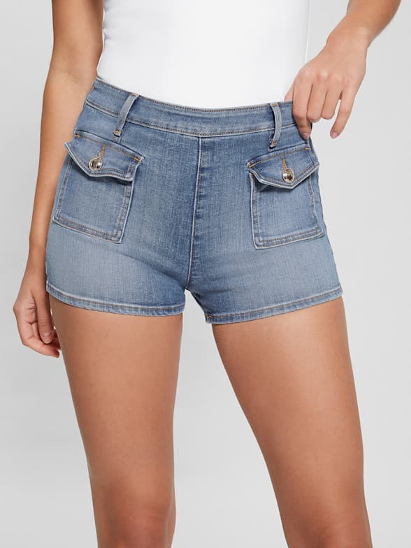 High waist denim short