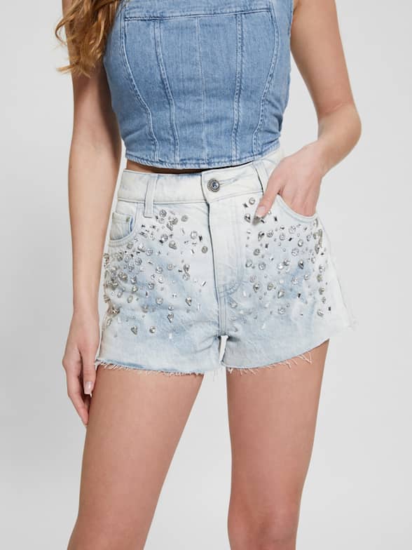 Guess teal nylon active shorts hot sale